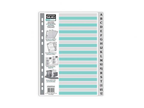 Διαχωριστικό Ευρετήριο Πλαστικό Skag Αλφαβητικό Λατινικό Α4 (Α-Ζ) 24Φύλλων Διαχωριστικό Ευρετήριο Πλαστικό Skag Αλφαβητικό Λατινικό Α4 (Α-Ζ) 24Φύλλων