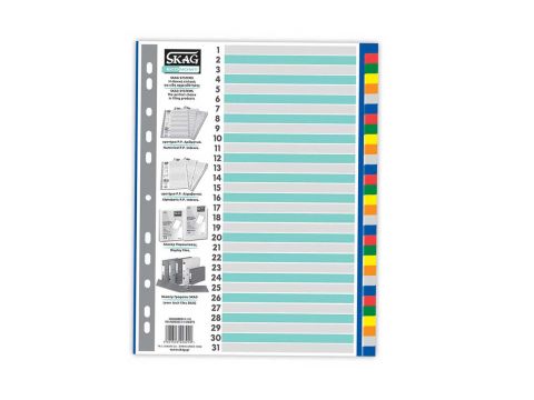 Διαχωριστικό Ευρετήριο Πλαστικό Skag Χρωματιστό Α4 (31Φ) 31Φύλλων