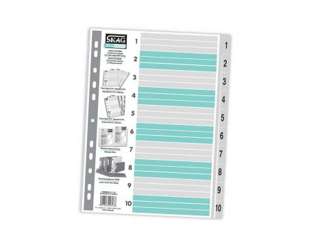 Διαχωριστικό Ευρετήριο Πλαστικό Skag Αριθμητικό Α4 (1-10) 10Φύλλων