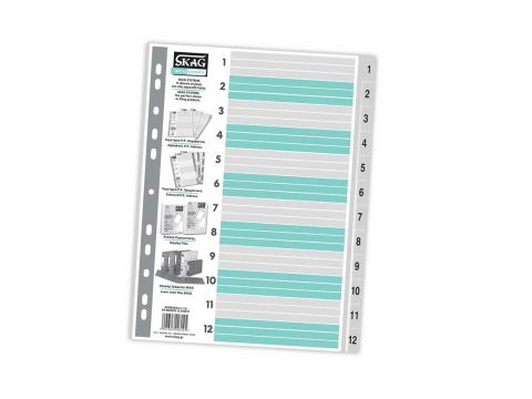 Διαχωριστικό Ευρετήριο Πλαστικό Skag Αριθμητικό Α4 (1-12) 12Φύλλων