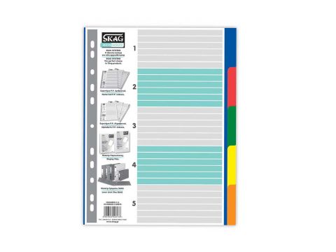 Διαχωριστικό Ευρετήριο Πλαστικό Skag Χρωματιστό Α4 (5Φ) 5Φύλλων Διαχωριστικό Ευρετήριο Πλαστικό Skag Χρωματιστό Α4 (5Φ) 5Φύλλων