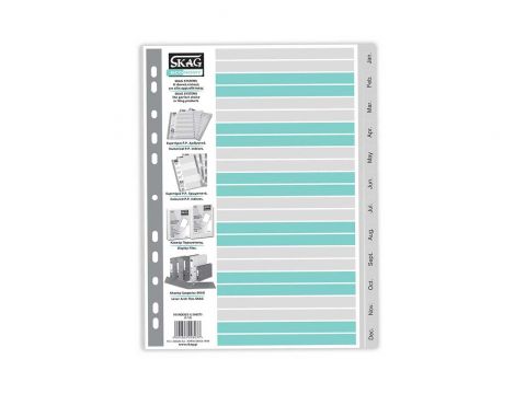 Διαχωριστικό Ευρετήριο Πλαστικό Skag Μηνιαίο Λατινικό Α4 (JAN-DEC) 12Φύλλων