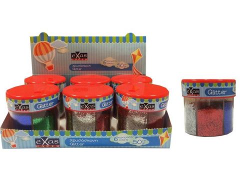 Χρυσόσκονη Exas Paper 6 χρώματα 50gr ( αλατιέρα )