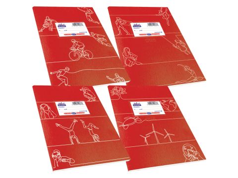 Τετράδιο Skag Διεθνές Super Πλαστικό Χρωματιστό κλασσικά σχέδια 17Χ25 80gr Κόκκινο φύλλων 50  ριγέ