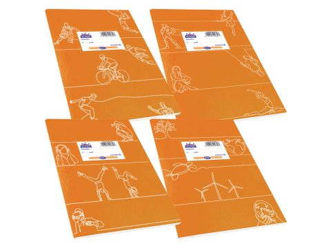 Τετράδιο Skag Διεθνές Super Πλαστικό Χρωματιστό κλασσικά σχέδια 17Χ25 80gr Πορτοκαλί φύλλων 50  ριγέ