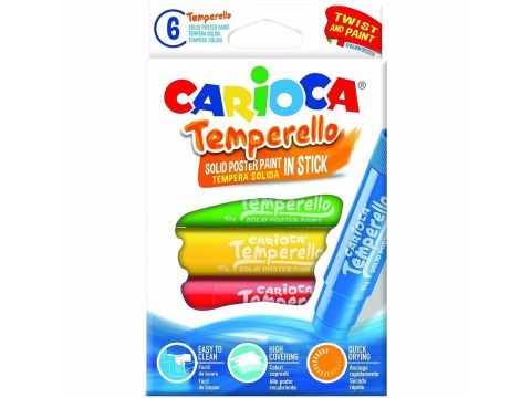 Τέμπερες Carioca Temperello Solid Poster Paint In Stick 6 τεμαχίων