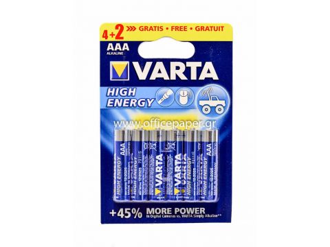 Μπαταρίες Αλκαλικές Varta High Energy AAA 4903 1.5V 6 Τεμαχίων