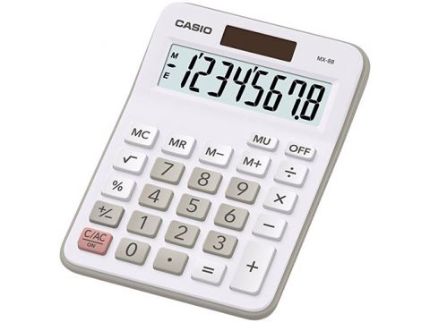 Αριθμομηχανή Casio 8 Ψηφίων Λευκή