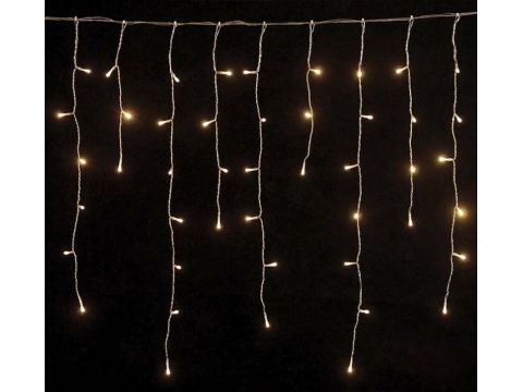 Φωτάκια Χριστουγεννιάτικα Epam 144 LED Βροχή Με Επέκταση Λευκό Θερμό Φως/Διάφανο Καλώδιο 36V 3,00 μέτρα