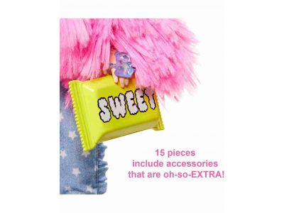 Mattel Λαμπάδα Barbie Extra Doll In Pink Fluffy Coat With Unicorn Pig Toy, GRN28, 1 τμχ