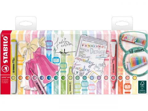 Stabilo Swing Deskset 18 Χρωμάτων Μαρκαδόροι Υπογράμμισης 275/18-01