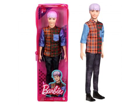 Mattel Barbie Ken Fashionistas Doll 154, Με Μωβ Μαλλιά Καρό Πουκάμισο Και Τζιν DWK44 / GYB05