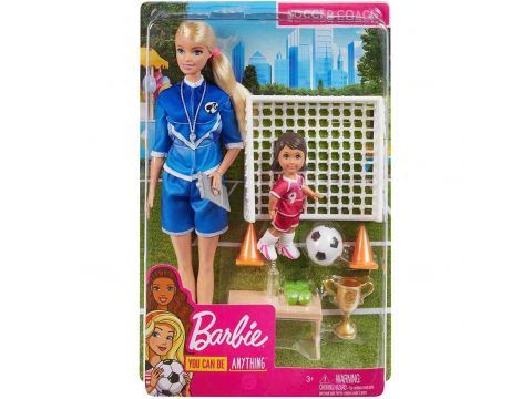 Mattel Barbie Soccer Coach Playset Σετ Αθλητικά Επαγγέλματα Με Ξανθιά Κούκλα Και Αξεσουάρ GLM53 / GLM47