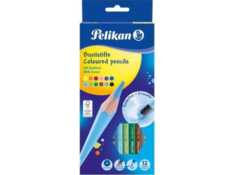 Pelikan Ξυλομπογιές με Γόμα 12τμχ 700689