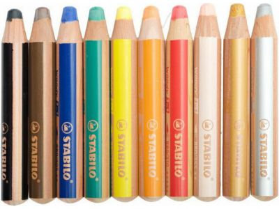 Stabilo Woody Σετ Ξυλομπογιές με Χοντρή Μύτη 3 σε 1 10τμχ 880/10