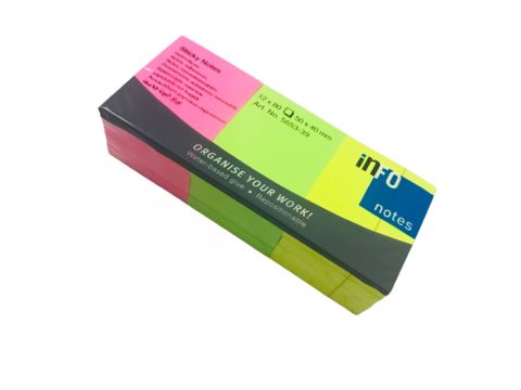 Αυτοκόλλητα Χαρτάκια Σημειώσεων 0.50x0.40cm 12x80 Φύλλα Πολύχρωμο 5653-39