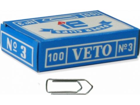 Veto - Συνδετήρες Μεταλλικοί Νο3 30mm 100Τεμαχίων