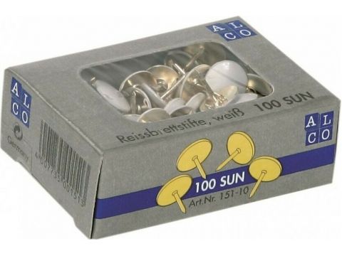 Alco Πινέζες Λευκές 100 Τμχ 151-10