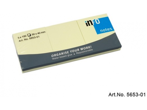 Αυτοκόλλητα Χαρτάκια Σημειώσεων 50X40 Κίτρινα 6Χ100φ 5653-01