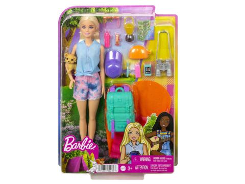 Mattel Λαμπάδα Barbie Family Camping Malibu Κούκλα Κάμπινγκ Με Κουτάβι Και 10+ Αξεσουάρ HDF73
