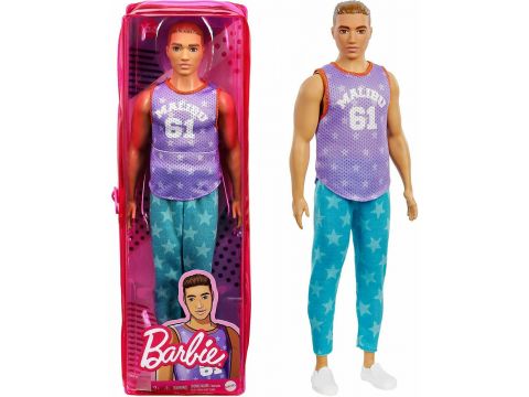 Mattel Barbie Ken Fashionistas Doll 164, Με καστανά Μωβ Μαλλιά Μωβ Μπλούζα Malibu Και και Γαλάζιο Παντελόνι DWK44 / GRB69