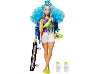 Mattel Κούκλα Barbie Extra Blue Curly Hair για 3+ Ετών GRN27/GRN30