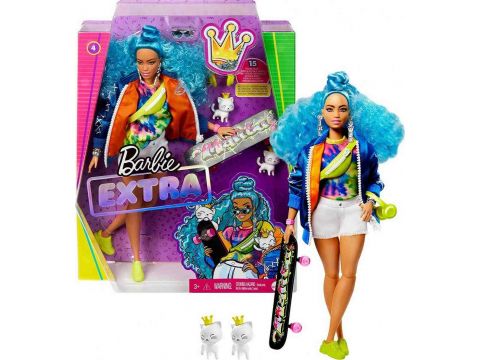 Mattel Κούκλα Barbie Extra Blue Curly Hair για 3+ Ετών GRN27/GRN30