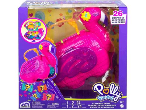 Mattel Polly Pocket Flamingo Party Πινιάτα Έκπληξη, 26 Εκπλήξεις Κούκλες Margot & Friend, Pop And Swap Feature HGC41 