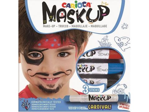 Exas Χρώματα Προσώπου Carioca Maskup Κοκκινο/Μπλε/Μαύρο 3τμχ 43050