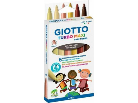 Giotto Turbo Maxi Skin Tones Μαρκαδόροι Ζωγραφικής Χονδροί 6τμχ F527000