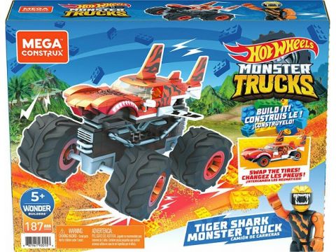  Mattel Mega Bloks Τουβλάκια Hot Wheels: Monster Trucks Tiger Shark 187τμχ GVM26