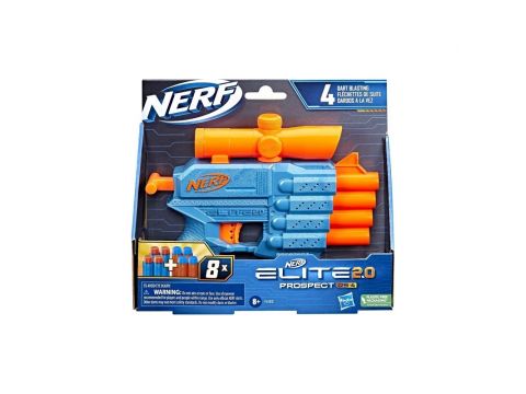 Hasbro Nerf Elite 2.0 Prospect Qs-4 Blaster, 8 Official Nerf Elite Darts, 4-Dart Blasting, Nonremovable Targeting Scope F4190