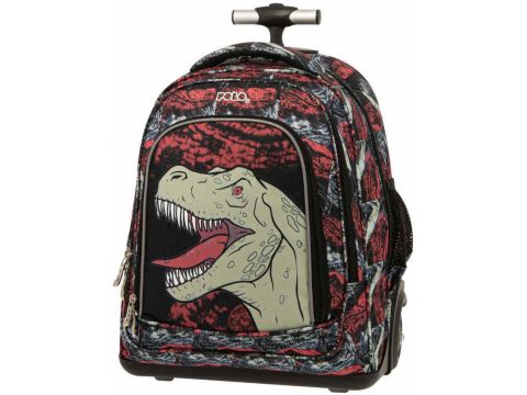  Polo Rolling Dinosaur Σχολική Τσάντα Τρόλεϊ Δημοτικού Μαύρο 2023 9-01-016-8185