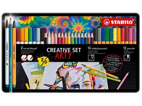 Stabilo Σετ Μαρκαδοράκια Και Ξυλομπογιές Arty 36Τεμ - 8Pen 68, 12 Point 88 Και 16 Aquacolour  (87/3193)