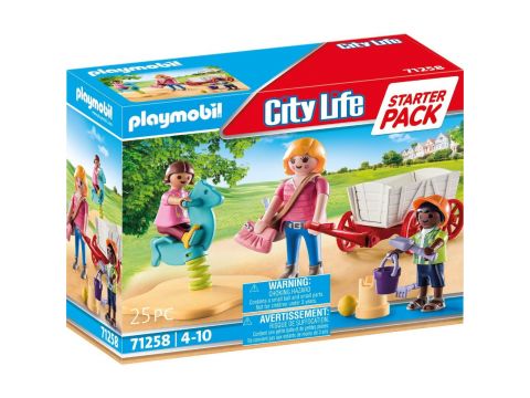Playmobil City Life Starter Pack Νηπιαγωγός Με Παιδάκια Και Καροτσάκι 71258