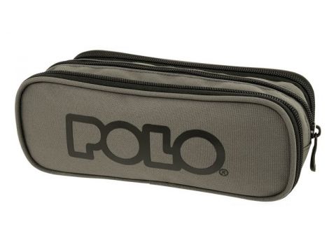 Polo Box Pencil Case με 3 Θήκες 2024 Γκρι 937005-2202