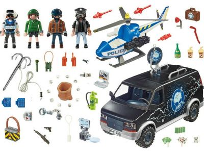 Playmobil City Action Αστυνομικό Ελικόπτερο & Ληστές με Βαν 70575