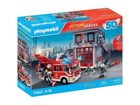 Playmobil Αρχηγείο Και Όχημα Πυροσβεστικής 71603 
