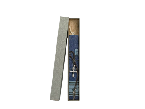 Γέραλης Πασχαλινή Λαμπάδα Κοντή Πλακέ Κρεμαστό Σταυρός Μπλε 25126