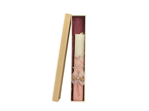 Γέραλης Πασχαλινή Λαμπάδα Κοντή Πλακέ Καρφίτσα Love Εκρού 25134