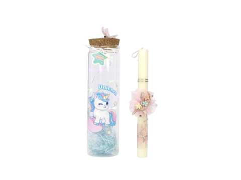 Γέραλης Πασχαλινή Λαμπάδα Γυάλινο Μπουκάλι Μονόκερος Γαλάζιο 25151