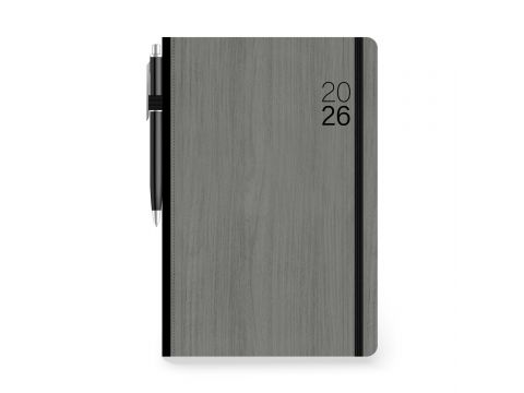 Innostat Ημερολόγιο Ημερήσιο 2026 Eco Λάστιχο / Στυλό 17x24cm Γκρι 891655