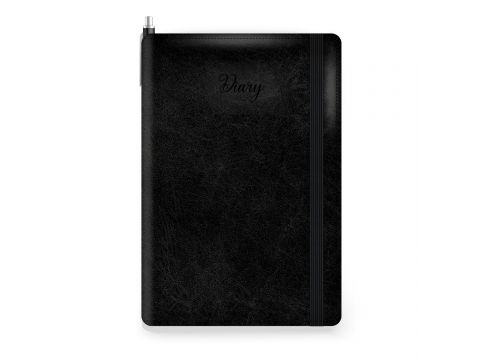 Innostat Ημερολόγιο Ημερήσιο 2026 Lux Θήκη / Λάστιχο / Στυλό 17x24cm Μαύρο 890085
