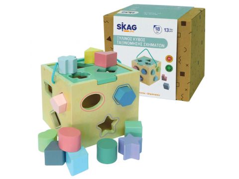 Skag Παιχνίδι Ταξινόμησης Σχημάτων Κύβος Ταξινόμησης από Ξύλο για 18+ Μηνών 299589