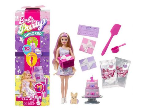 Mattel Barbie Party Unboxed Reveal Κούκλα Ξανθιά Με Γαλλικό Μπουλντόγκ JFG70
